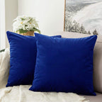 Khooti Velvet Cushion Cover, 14x14 | Royal Blue | Pack of 3 | Solid Plain Soft & Smooth, Decorative Cushion Covers for Living Room, Bedroom, Couches, Chairs, Sofas, Beds & Home Decor
