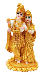 Griscon Radha Krishna Idol, Radhakrishna Murti, Radhe Krishna Statue for Home Decoration, Car Dashboard, Office Desks, Pooja Room, Gifting (19 cm Height) (Resin, Golden)