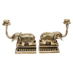 Artvarko Brass Elephant Tealight Candle Holder Pair (2 Pcs) Fengsui Vastu for Good Luck Success Prosperity Home Decor Marriage House Warming Gift Height 8 Inches