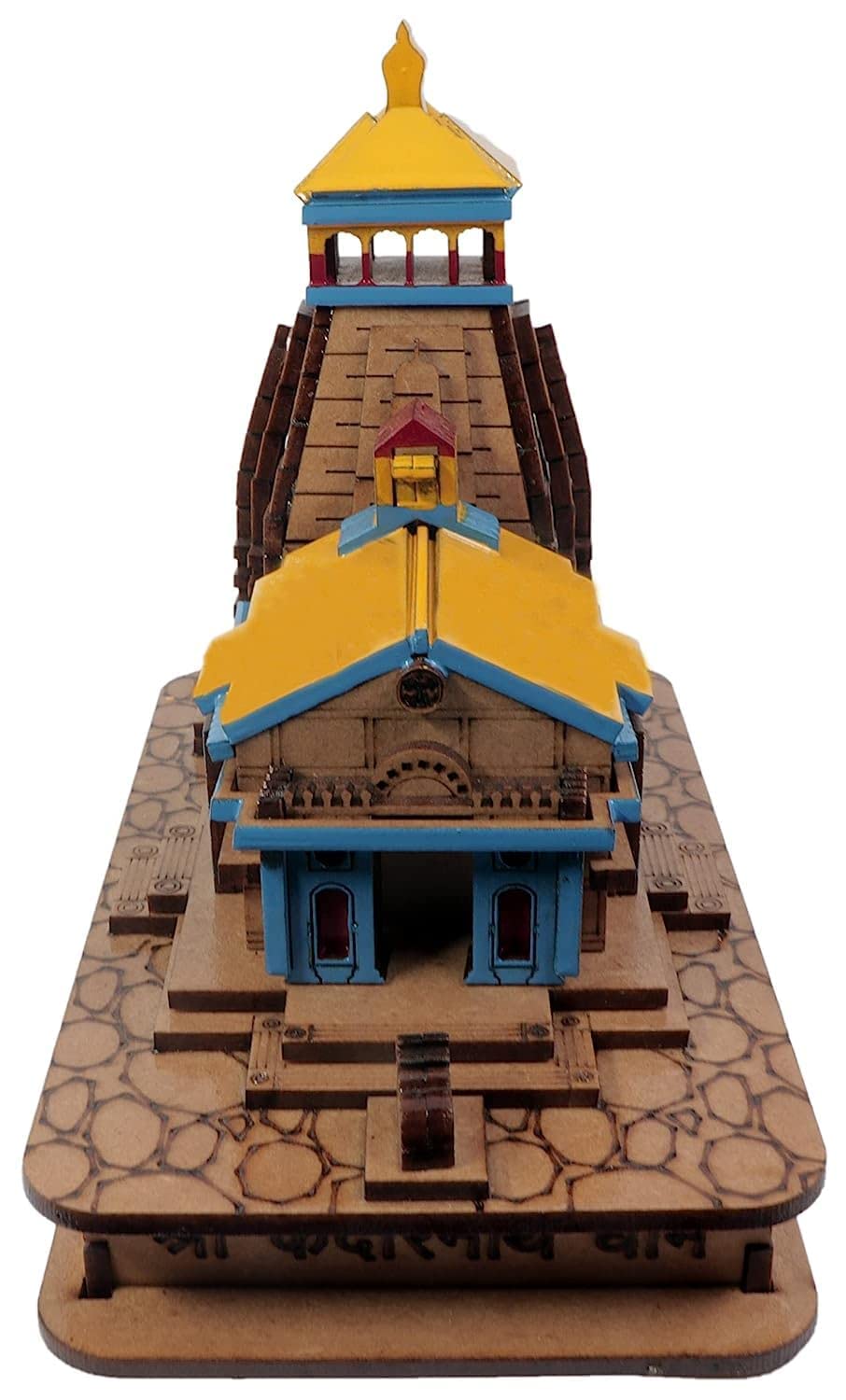 HaridwarDivine Wood Miniature Shri Kedarnath Dham Colored Temple Mandir Small-9 X 5.5 X 10 Cm