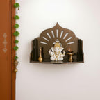 Fliptic Small Acrylic Wooden Temple DIY || Wall-Mounted Pooja Mandir, Shining Finish for Home, Office, Shop || Wall Mounted Small Size Wooden Temple || Do It Yourself (Dark Bronze), 14 cm, 22.5 cm