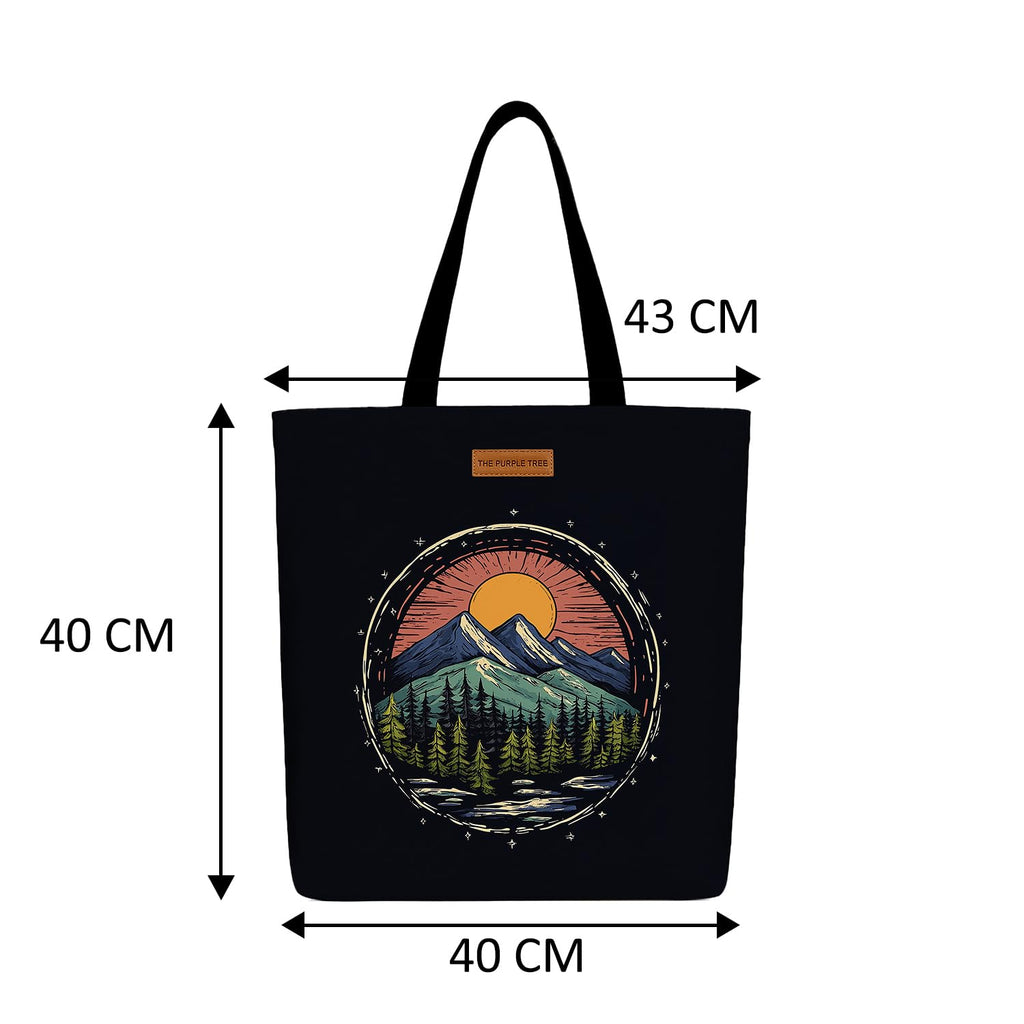 The Purple Tree Eco-Friendly Canvas Tote Bag, Sustainable, Reusable Shopping, Beach, Travel or Everyday Tote, Wide Tote Bag, Rising Sun
