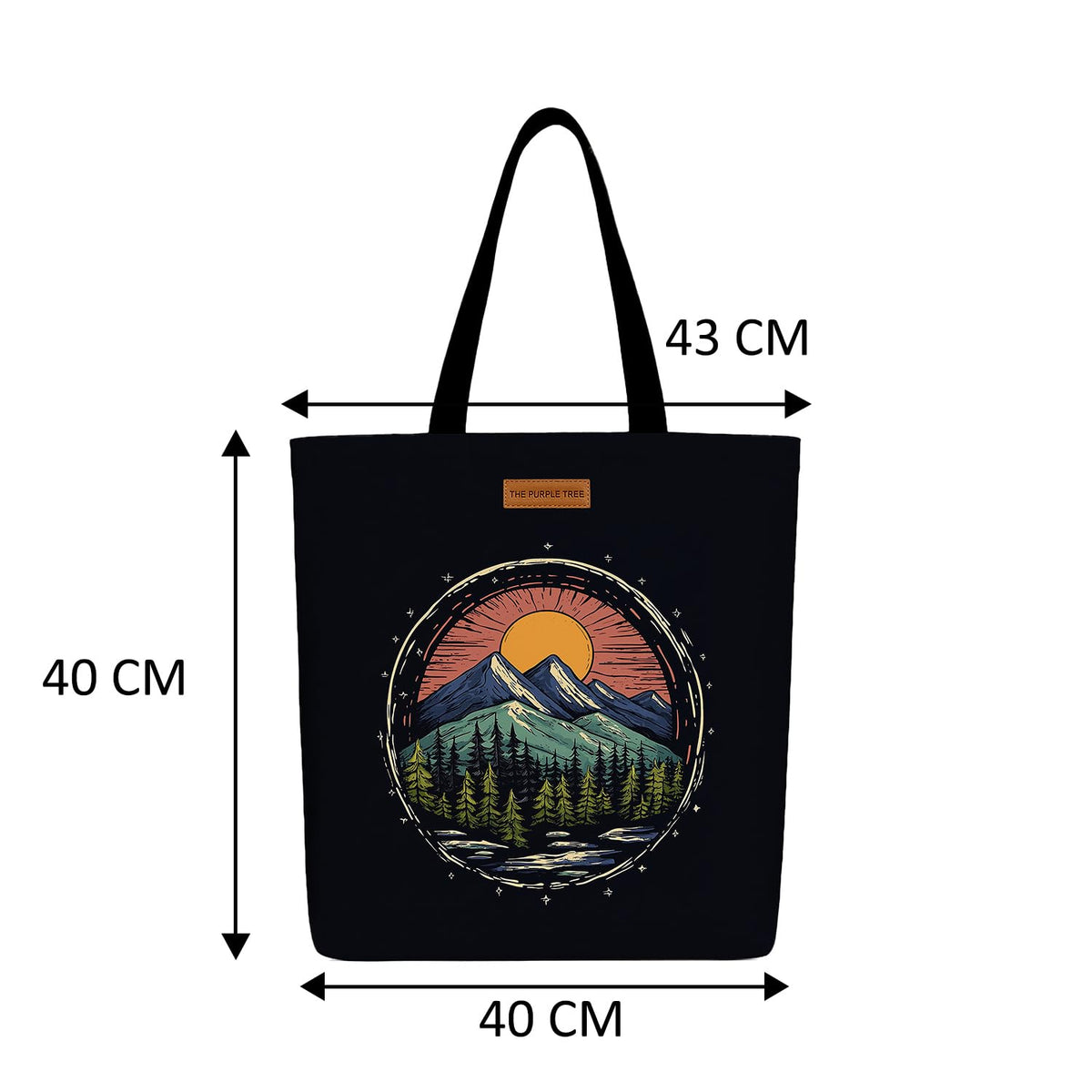 The Purple Tree Eco-Friendly Canvas Tote Bag, Sustainable, Reusable Shopping, Beach, Travel or Everyday Tote, Wide Tote Bag, Rising Sun