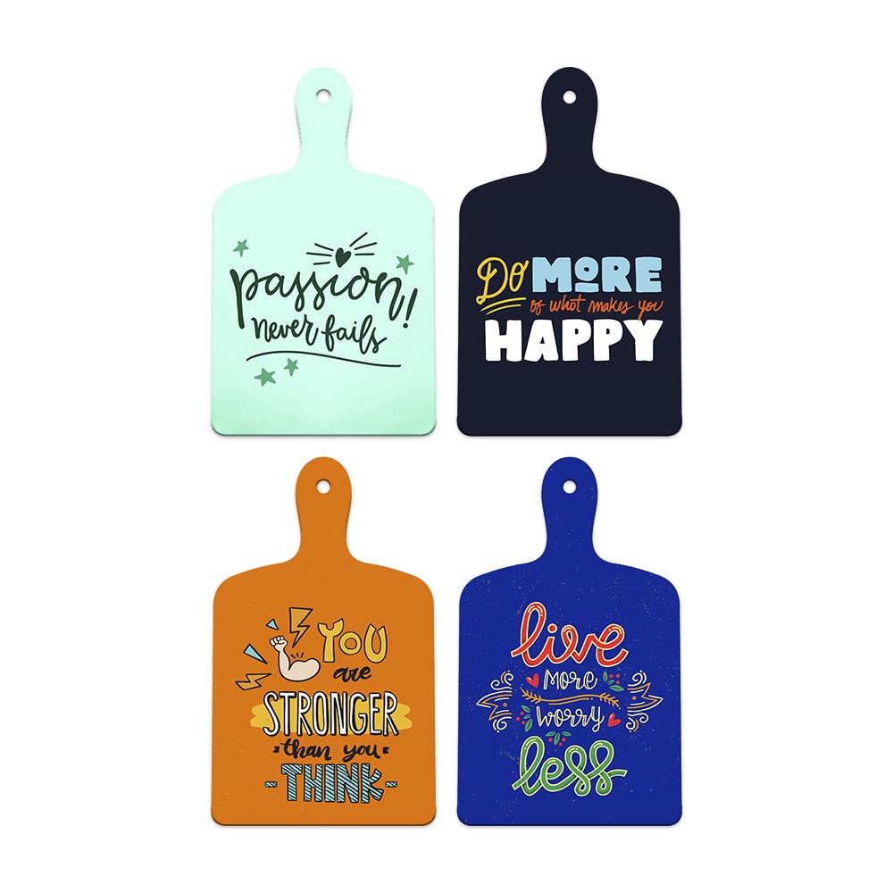 Artvibes Live More Worry Less Decorative Wall Hanging Wooden Art | Quotes Decor Item | Wall Poster | Office Decor | Inspirational Quotes Wall Art | Mdf Wall Decoration | Gift Item (WH_5615N), Set of 4
