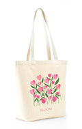 Heu Floral Printed Canvas Tote Bag | Eco-Friendly Reusable Cotton Shoulder Bag | Stylish Bloom Design Shopping Tote for Women