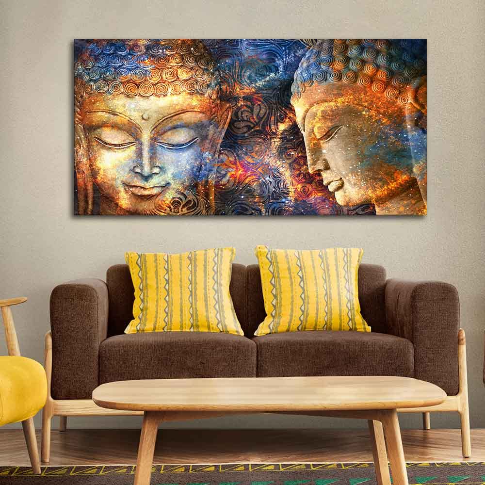 VIBECRAFTS Canvas Paintings for Living Room Drawing Room Head Of Buddha Canvas Wall Painting Fitted With Wooden Frame For Home | Office | Living Room | Gifts (PTVCH_2556)