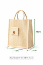 MOZU BAZAAR Jute Lunch Bag with Zip | Lunch Box Bag for Office Use | Jute Bag for Lunch | Jute Bags for Women & Men, Shopping, Grocery & Office Essentials (Button Flap)