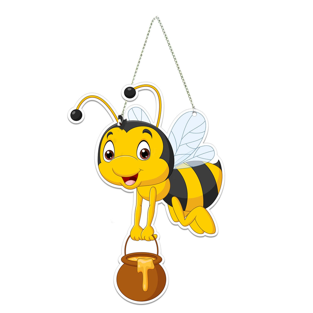 Artvibes Honey Bee Decorative Wall Art MDF Wooden Wall Hanger for Living Room | Festive Decor Art | Wall Art Painting For Hall | Graphic Artwork | Wall Illustrations | Gift Items (WH_5508NN)