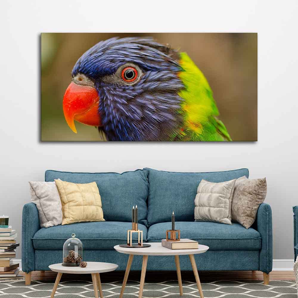 VIBECRAFTS Canvas Paintings for Living Room Drawing Room Colorful Parrot Premium Wall Painting Wall Painting Fitted with Wooden Frame for Home | Office | Gift (PTVCH_2315)