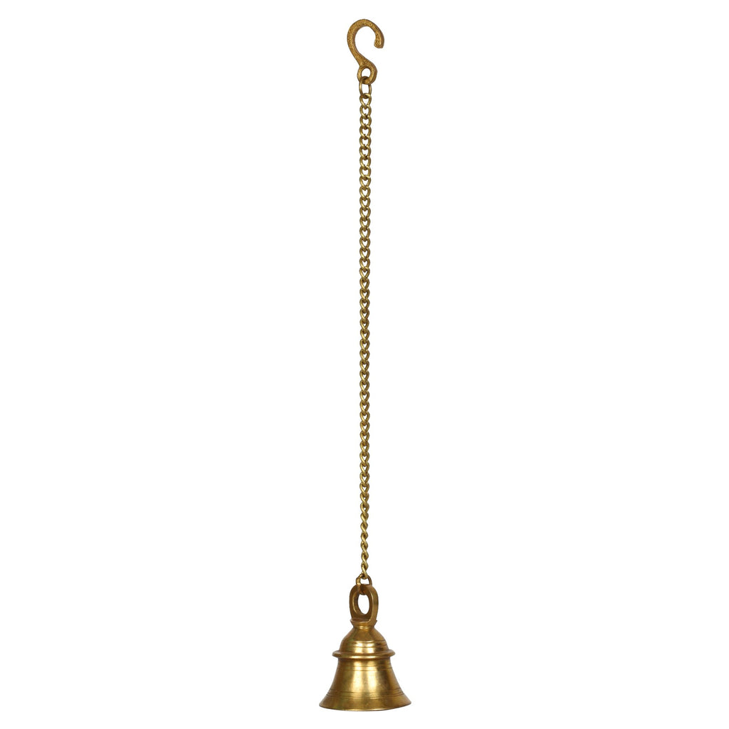Svarup Brass Hanging Temple Bell with Chain Home Decor Wall Decor Ghanti for Pooja (Bell 4 Inch with Chain 22 Inch)