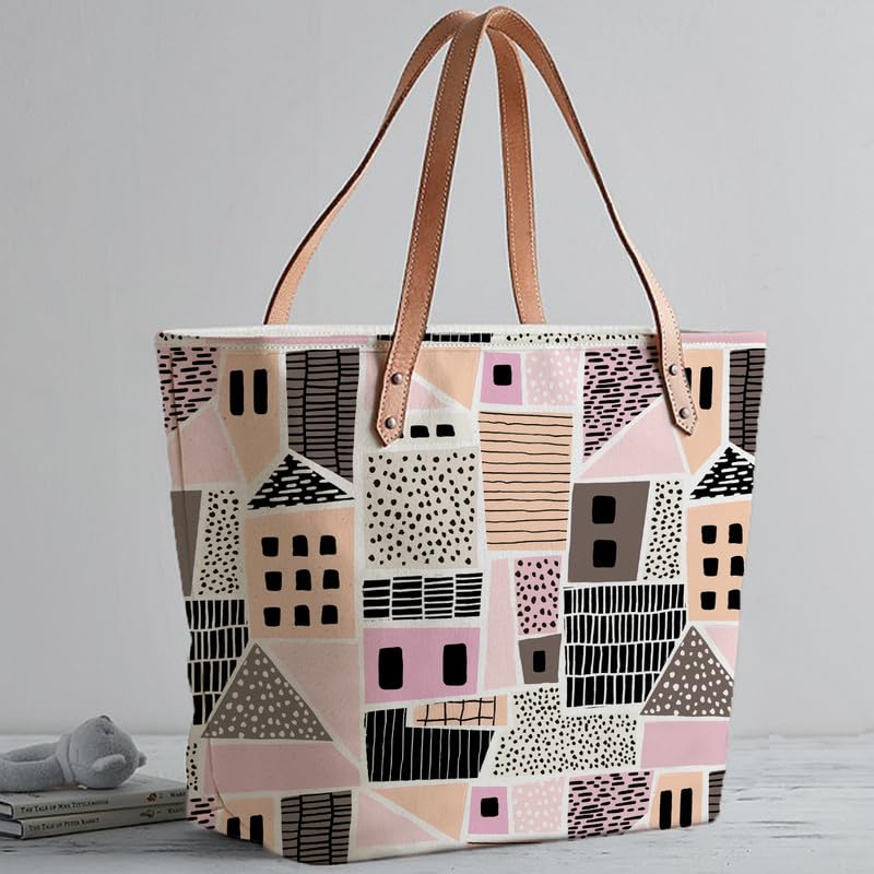 The Purple Tree Oversized Tote Bag for Women, House & Travel Tote with Zip, College Bag, Large Capacity Handbag
