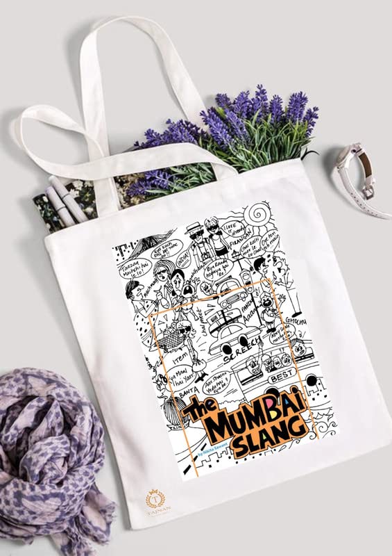 TAJNAN Reusable Tote Cotton Grocery Bags|Eco-Friendly, Multi-Purpose Canvas Bag|15kgs Capacity|Mumbai Stylish Designs, Pack of 1