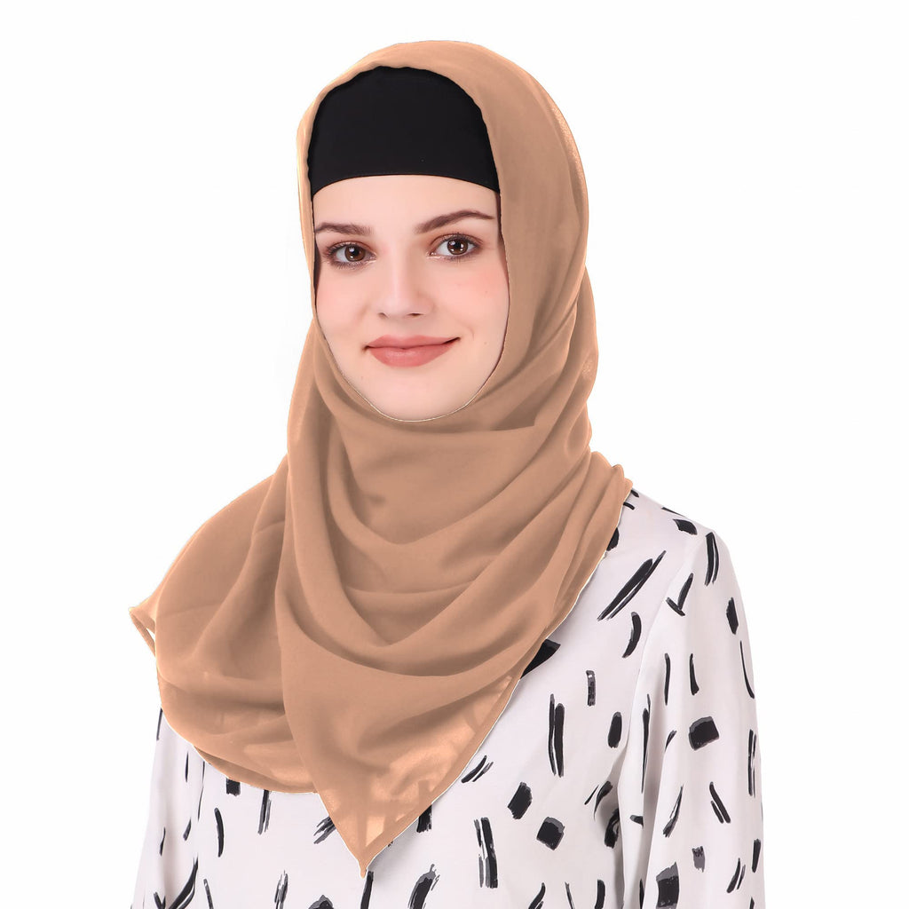 MyBatua Long Hijab in Breathable Soft Georgette large Head Wrap, Wholesale Price, 1pc Scarf HJ-020 (100x225 cm, Pink Tan)
