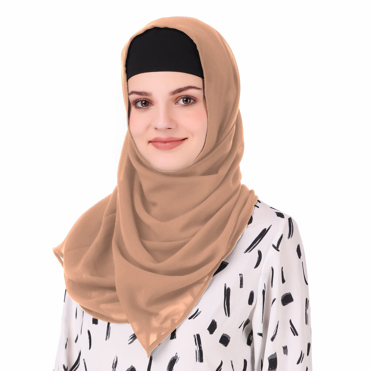 MyBatua Long Hijab in Breathable Soft Georgette large Head Wrap, Wholesale Price, 1pc Scarf HJ-020 (50x180 cm, Pink Tan)