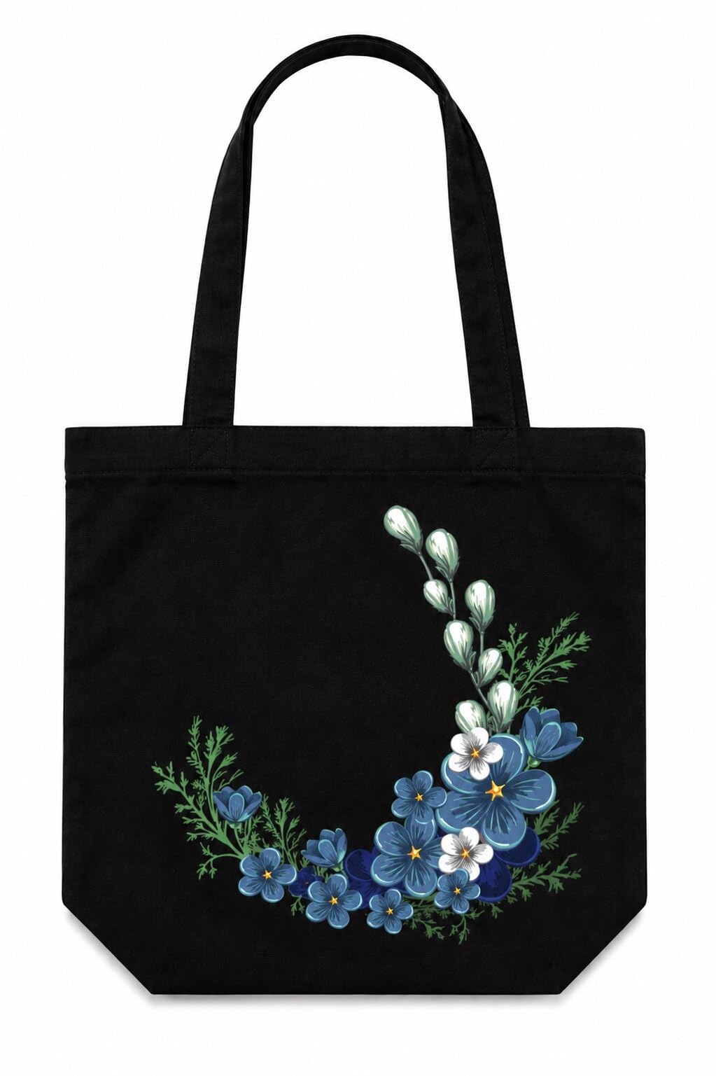 ECOEK Stylish Canvas Tote Bag for Women, Reusable Trendy Zipper Handbag with Pocket, Lightweight Aesthetic Cotton Tote for College, Office, Travel & Daily Use-Flower Black