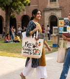 Inspirational Quotes Reusable Tote Bags | 100% Organic Cotton Shopping/Grocery Tote Bags For Women Office College Grocery,Vegetable Bags Market, Canvas Bag 15kgs Capacity (BEE)