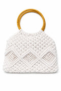 KARIMA CRAFT Handmade Macramé Handbag with Wooden Handles | Boho Cotton Tote Bag for Women | Stylish Crochet Purse for Daily Use, Beach & Parties