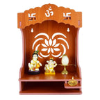 YIXT Handcrafted Wooden Temple with Doors & Drawer Storage | Big Size Pooja Mandir for Home Decoration