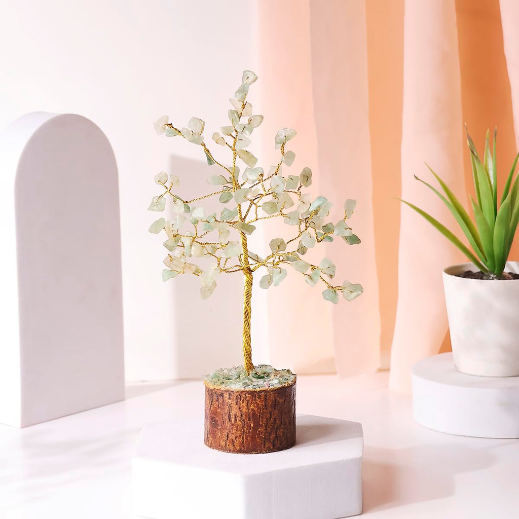 Shubhanjali Green Aventurine Crystal Tree with 100 Beads | Feng Shui Money Tree Bonsai Wire Showpiece for Home Decor | Gemstone Tree for Living Room, Office Desk, Study Table, Vastu & Gifting