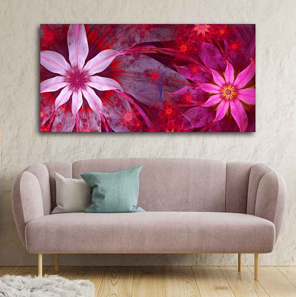 VIBECRAFTS Exotic looking Flowers with Natural 3D Leaves Premium Canvas Wall Painting With Frame for Living Room Drawing Room Home|Office|Gift (PTVCH_2221)
