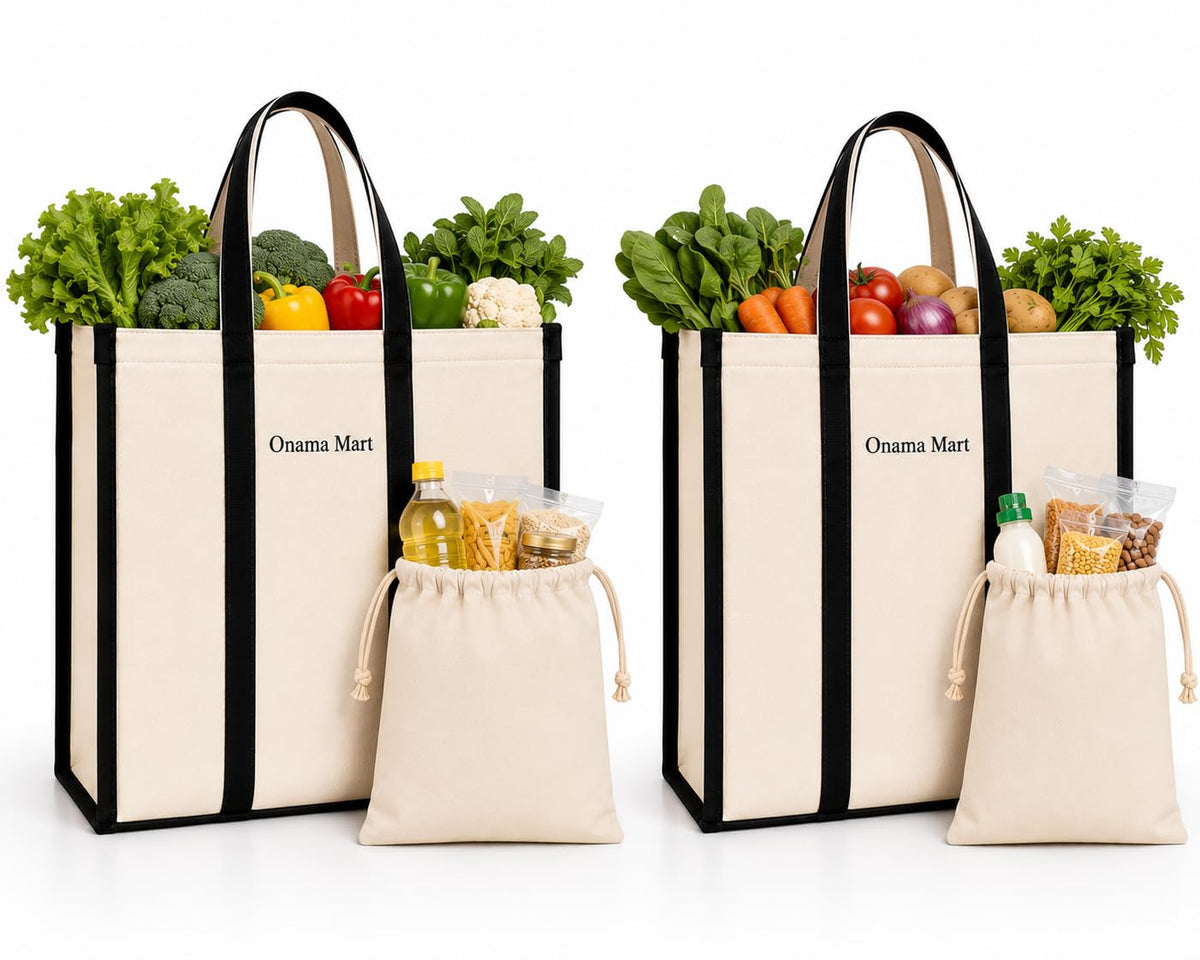 Heavy Duty Cotton Canvas Shopping Bag for Men, Women 16x15x8 Inch | Reusable Eco-Friendly Grocery Tote Bag | with Strong Handles | Washable & Foldable Market Bag (2)