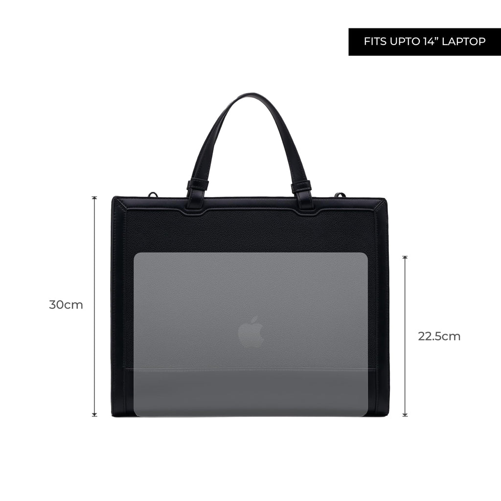 Miraggio Rebecca Tote Bag | Fits Upto 14 Inches Laptop With Adjustable & Detachable Strap | Office Tote Bag For Women Big Totes For Work & Travel (Black)