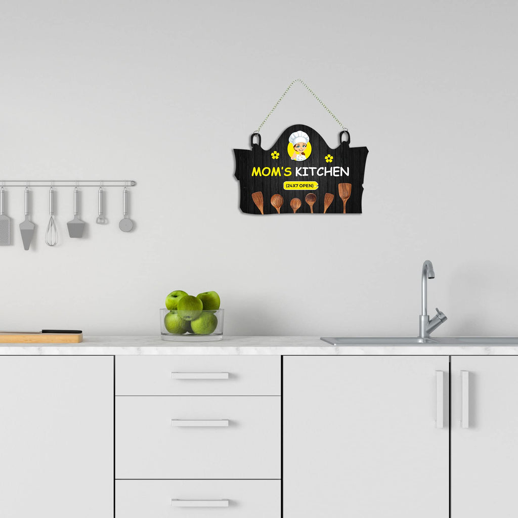 Artvibes Mom's Kitchen Printed MDF Wooden Wall Art For Cafe | Kitchen | Restaurants | Quotes Decor Item | Kitchen Quotes Wall Hanging | Wall Sculpture | Signs & Plaques | Gift Items (WH_3717N)