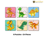 Artvibes Dinosaurs Wooden Jigsaw Puzzle Games for Children & Kids | Jigsaw Puzzles for Kids Age 2-5 | 4 Pieces Puzzles | Toddler's Wooden Puzzle (PZ_506N), Set of 6