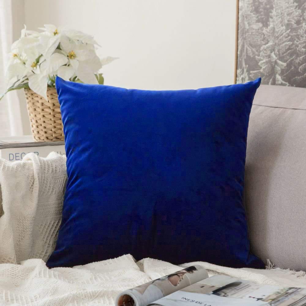 Khooti Velvet Cushion Cover, 24x24 | Royal Blue | Pack of 1 | Solid Plain Soft & Smooth, Decorative Cushion Covers for Living Room, Bedroom, Couches, Chairs, Sofas, Beds & Home Decor