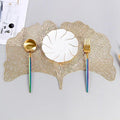 HomeCloud Polyvinyl Chloride Table Mat Round Shape| Table Mat Round | Cutwork Design Mat | Dining Table MATS | Dressing Table MATS | Bed Side Table MATS (Butterfly_Gold, 2) Kafalo