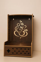 EXPRO Wooden Wall Mounted Pooja Mandir for Home & Office, Wooden Temple for Home Decor Hanging Pooja Stand for Idols | Height: 5 | DIY (Do-It-Yourself) (Height 5 | Ganesh Ji Design-1)