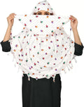 Vinsh Enterprise Cotton Long Scarf Cum Mask Scarves Usable for Vehicle Driver | White Printed Design | Universal Size | For Girl & Women | Soft & Breathable Sun Protection (STRAWBERRY)