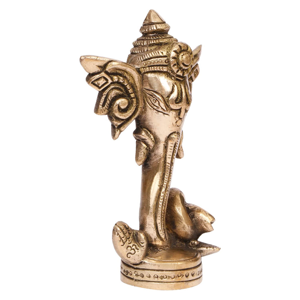 ARTVARKO Brass Trunk Ganesha Big Ear Ganesh Idol for Home Decor Office Desk Diwali Gift Pooja House Entrance Good Luck 12 Cm.