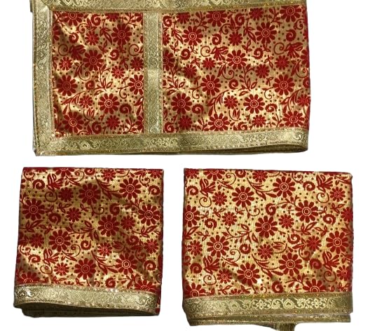Lakshmi Maa Collection Shirdi Shri Sai's Beautiful dress Shawl/Duppata Pheta Poshak/Dress Set in printed work Cloth red (3 pec.)