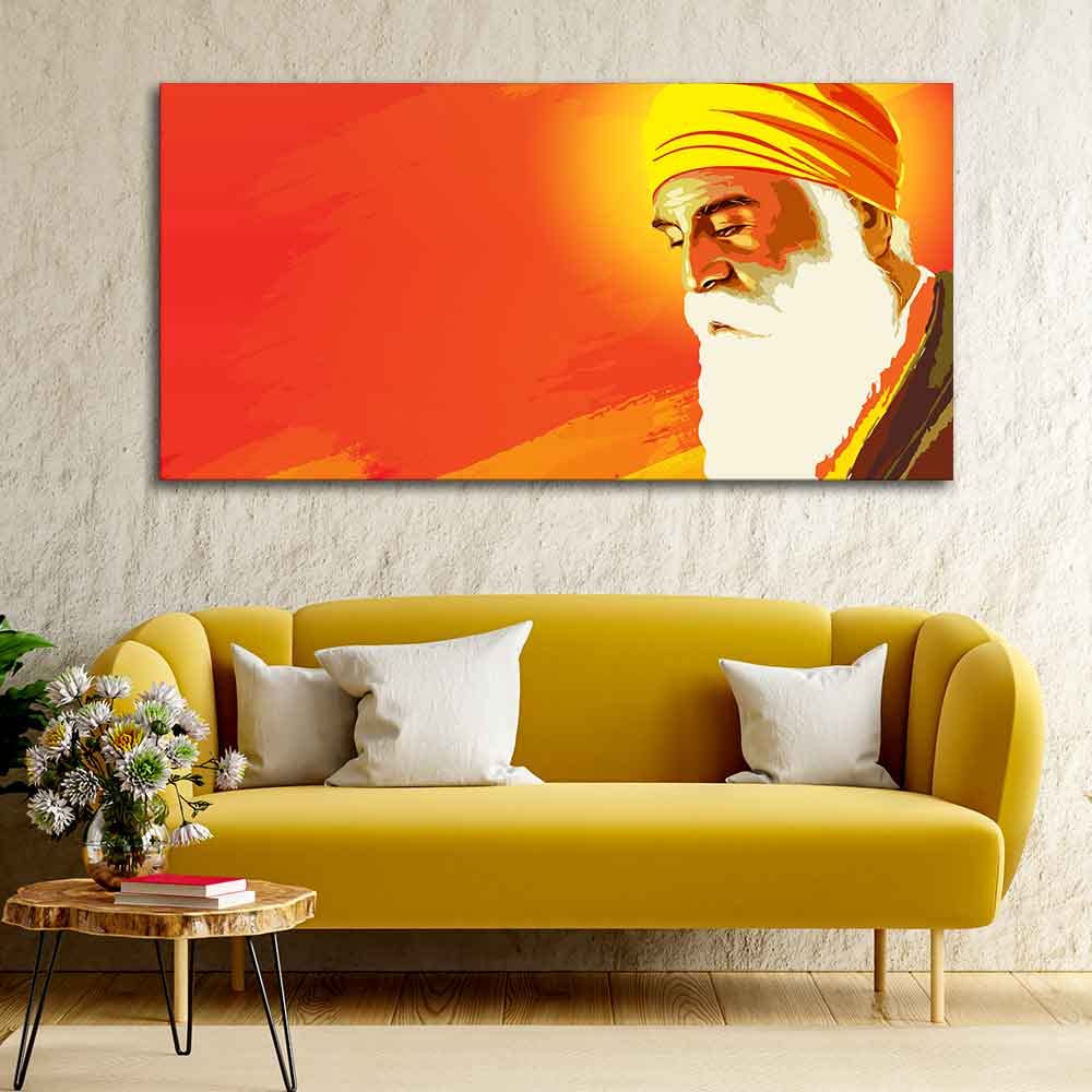 VIBECRAFTS Canvas Paintings for Living Room Drawing Room Shri Guru Nanak Dev Canvas Wall Painting Fitted With Wooden Frame For Home | Office | Living Room | Gifts (PTVCH_2510)