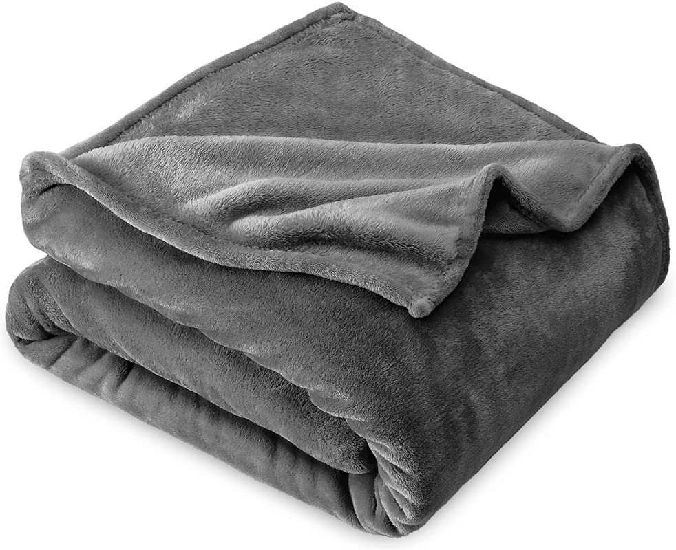 BSB Home Polyester Premium Plush Single Blanket | 300 GSM Lightweight Cozy Soft for Bed, Sofa, Couch, Travel & Camping| 150X220 Cm Or 60X86 Inches | Grey, 200 Tc Kafalo