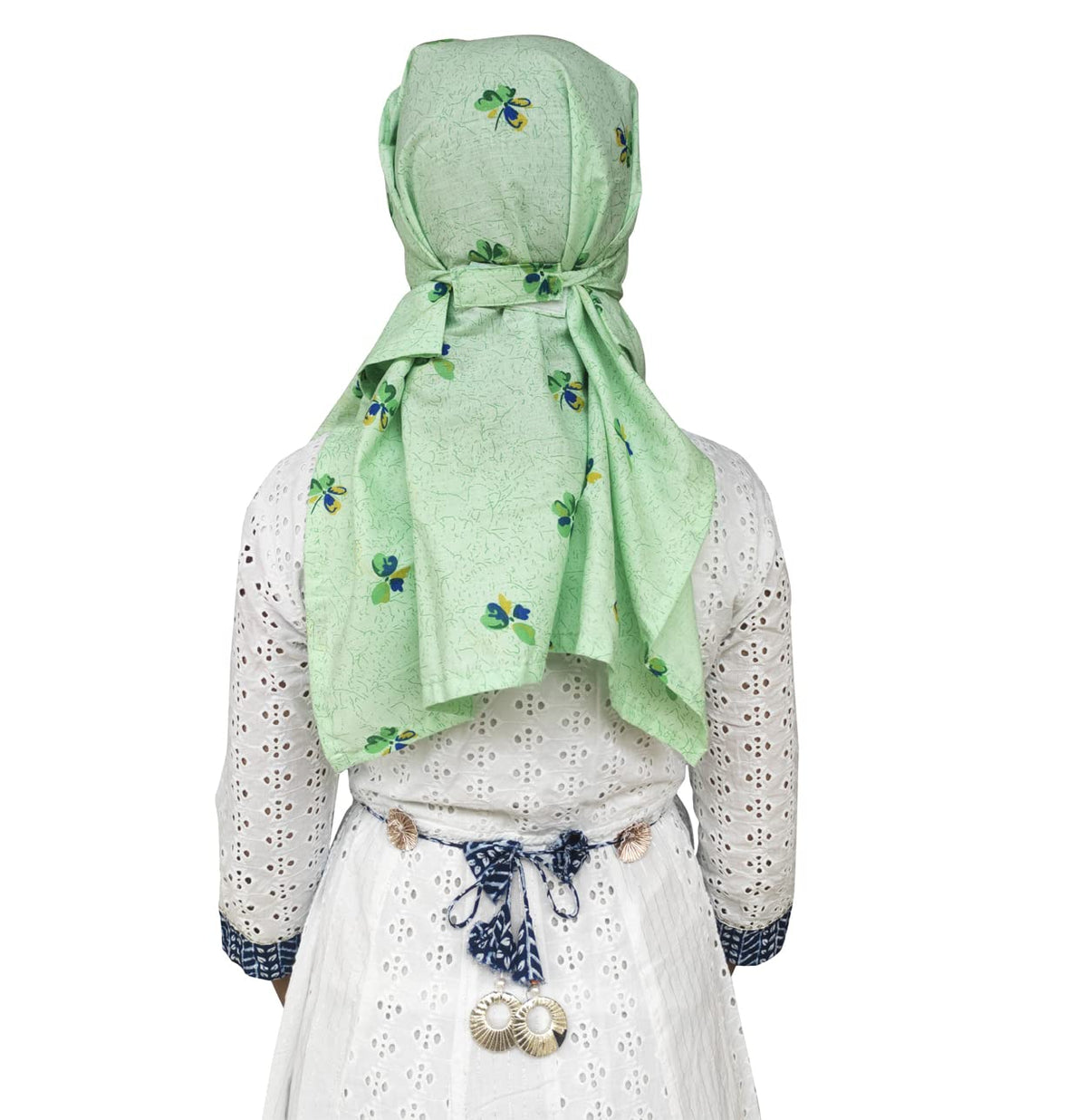 Switchon Pure Cotton Innovative scarf Hijab for Women with closer 3 inch Hook and Loop Tape for size adjustment for 12 yrs and above (Green)
