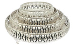 Decorative German Silver Tray Set of 4 Sets Designer Set Trays I Gifting Trays Set [Display for Home Wedding and Festive Decor Size 10 inch 8 inch 6 inch 4 inch. Without Stand Flat Trays.