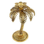 KridayKraft Metal Gold Plated (Palm) Khajur Candle Holder for Home Hotal Decor Candle Stand Tree Statue for Candle Light Dinner & Dining Table Decorative Showpiece for Decoration & Gift Purpose...