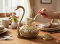 KridayKraft Aluminium swan Duck with Transparent Glass Bowl Set with Spoon and lid (11 x 15 x 11 cm, Gold)
