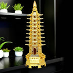 ART FLAUNTS Education Tower Feng Shui for Students, Pagoda Tower Vastu Items for Good Luck and Academic and Business Success, Fengshui Items, 13 Cm, Golden