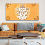 VIBECRAFTS Canvas Paintings for Living Room Drawing Room Auspicious Ganesh Canvas Wall Painting Fitted With Wooden Frame for Home | Office | Gift (PTVCH_2408)
