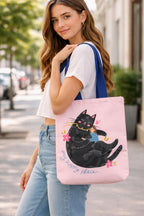 THE SACK CO. Large Canvas Tote Bag for Women, Tote Handbags for Women with Zipper & for College, Shopping, Office (tsc-My Happy Place Cat Tote Bag)