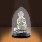 Shilpkala 2.3 Inch Brass Ultra Fine Hanuman Ji Idol in Pranam Mudra for Car Dashboard & Devotional Gift (Silver)