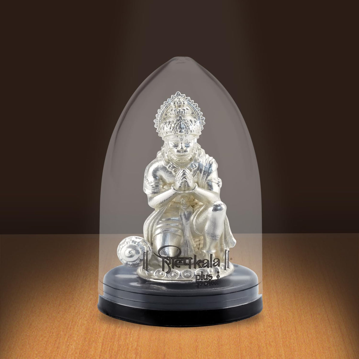 Shilpkala 2.3 Inch Brass Ultra Fine Hanuman Ji Idol in Pranam Mudra for Car Dashboard & Devotional Gift (Silver)