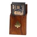 ARTVARKO Black Gold Plastic Playing Card with Handmade Rosewood/Sheesham Wood Brass Inlay Box Holder for Single Deck Decorative Storage.