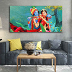 VIBECRAFTS Canvas Paintings for Living Room Drawing Room Abstract Art Radha Krishna Canvas Wall Painting Fitted With Wooden Frame For Home | Office | Living Room | Gift (PTVCH_2477)