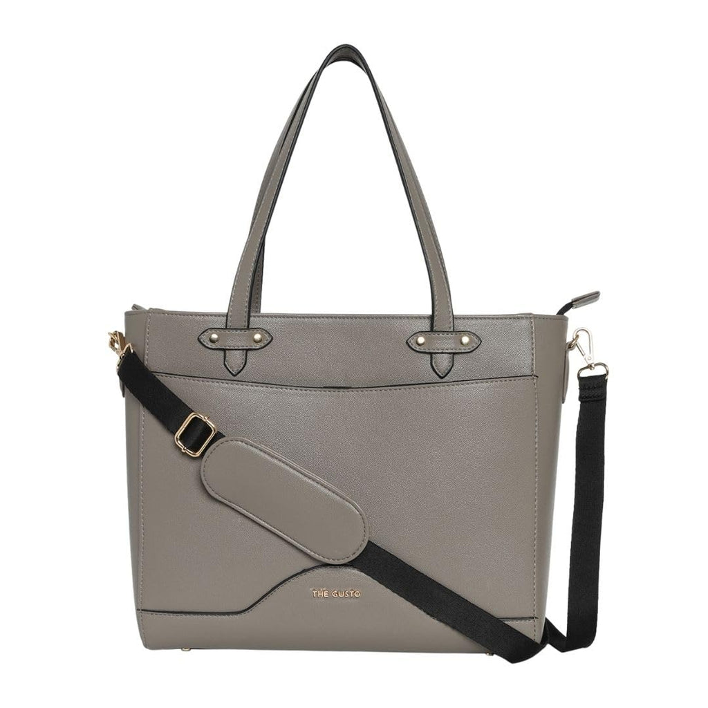 The Gusto Ardor - Premium Vegan Leather Tote Bag for Women | Stylish Hand Bag/Shoulder Bag with Zip, Fits upto 15.6 Laptop | Office, Casual, College Use | Detachable Sling, Handcrafted