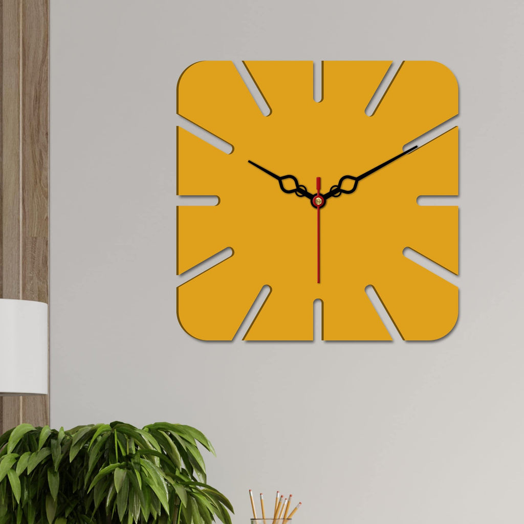 VIBECRAFTS Square Shape Modern Style Wooden Wall Clock for Home Decor, Office, Living Room, Bedroom, Cafe's, Gifts (WWCVC1Pcs_10013)