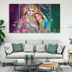 VIBECRAFTS 5 Pieces Shree Radha Krishna Canvas Wall Painting For Home | Office | Living Room | Gift (PTVC5Pcs4_8560)